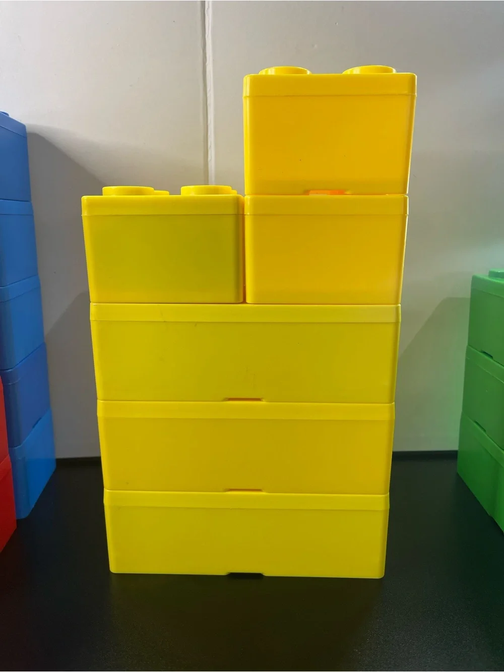 Stackable Building Block Storage - Blue Red Yellow Green